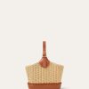 Bolso de mimbre tipo cubo con forma de bobina Bolso de mimbre tipo cubo con forma de bobina