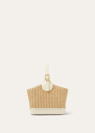 Bolso de mimbre tipo cubo con forma de bobina